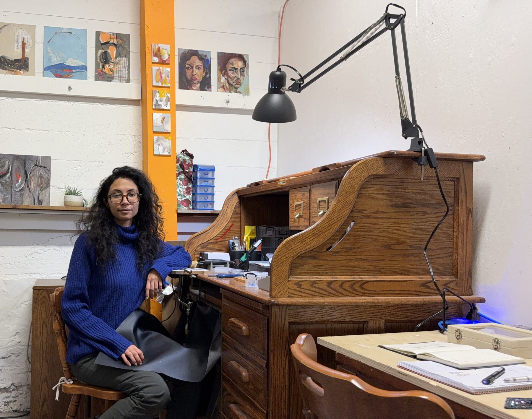 Khorshid Joulaee at work in her East Vancouver studio.