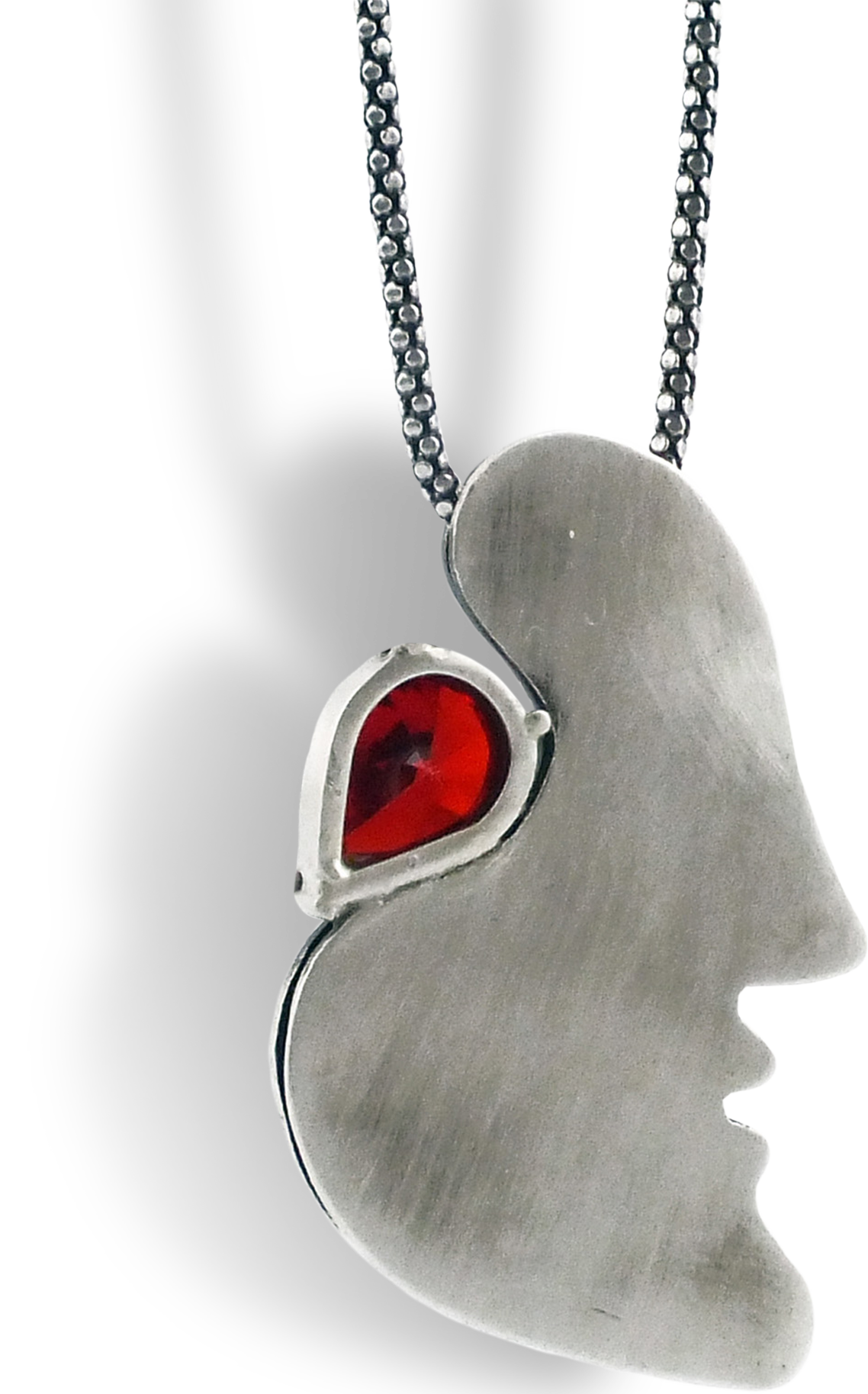 Picasso-inspired jewelry piece - cubist-style ring with geometric forms in oxidized silver and atomic gem