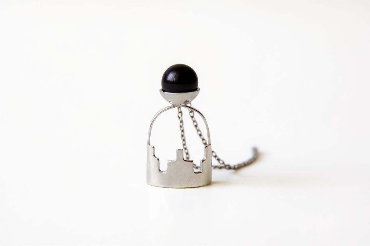 Silver and pearl necklace from the ASSOCIATION project with Sasanian motifs