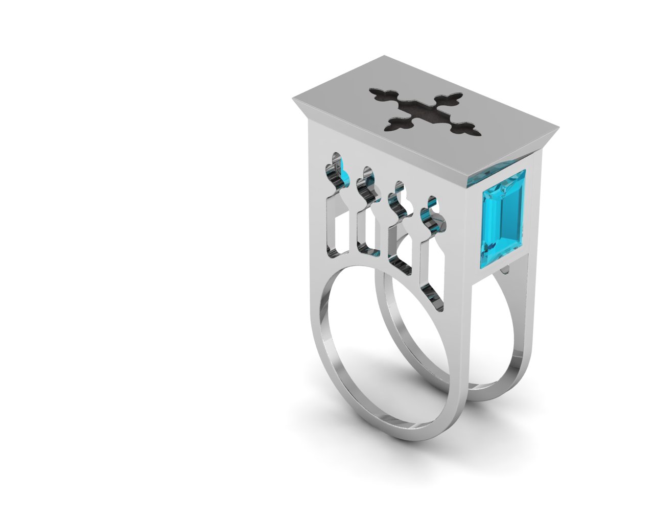 3D design of Badgir ring featuring windcatcher tower architecture from Yazd, Iran
