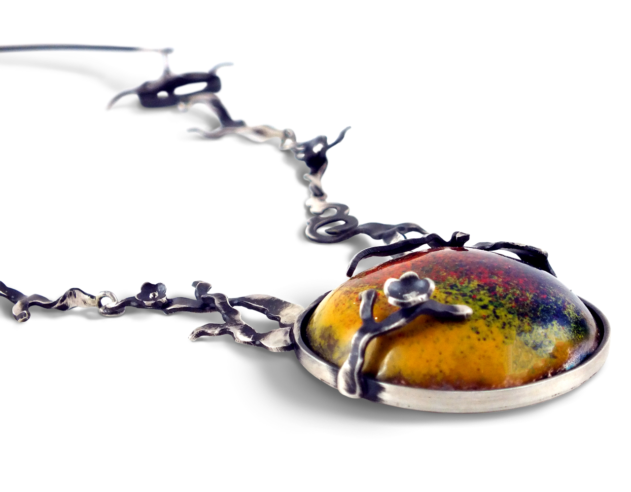 Organic silver forms blended with colorful enamel from Vista of Nature